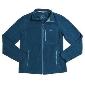 LL Bean Men's Small Trail Fleece Jacket Full Zip Slightly Fitted Blue Green